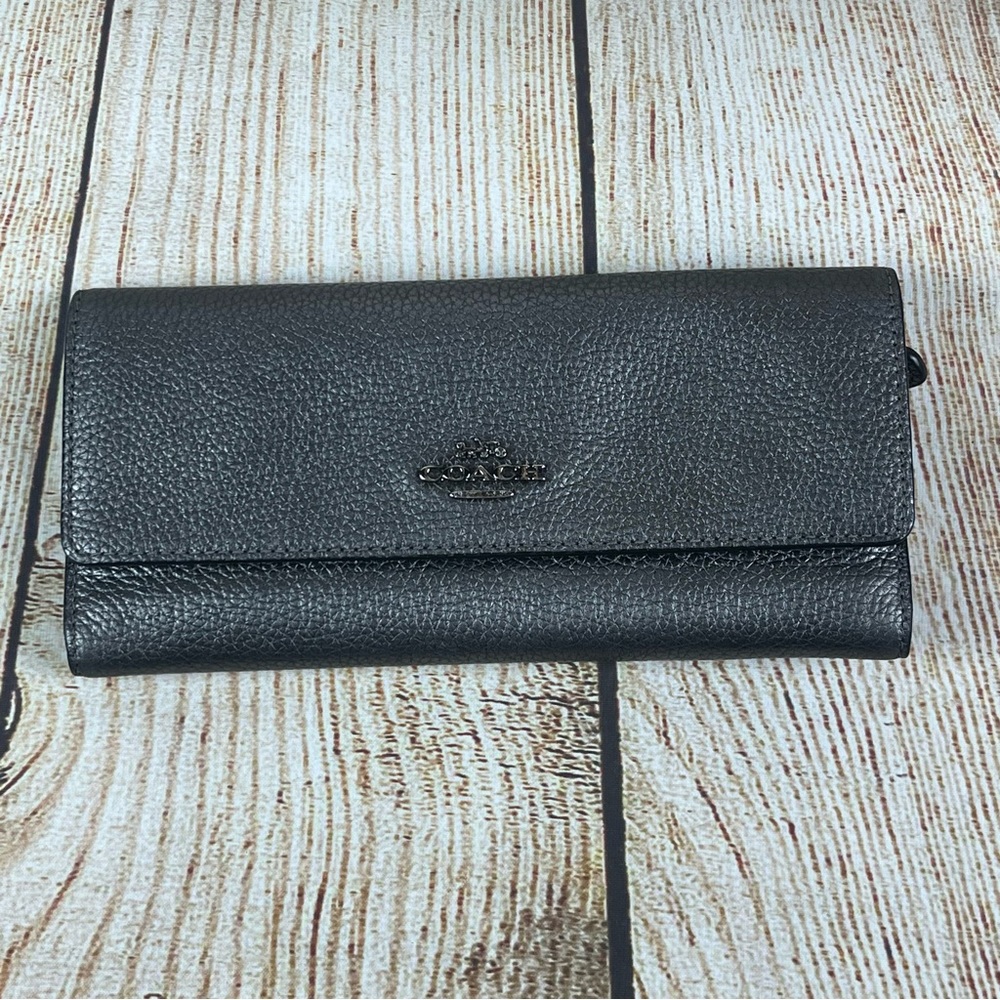 Coach Trifold Leather Wallet, Black